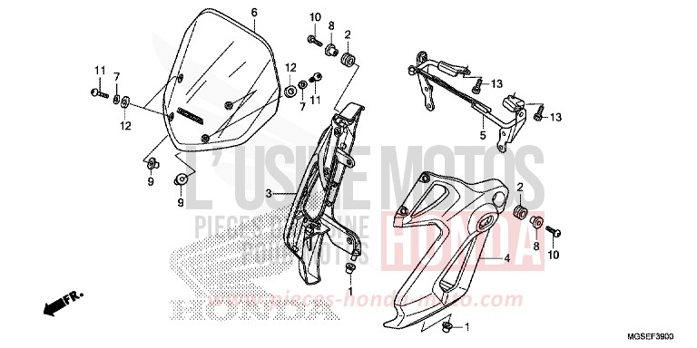 WINDLAUF, VORNE von NC700S Schaltgetriebe PEARL SUNBEAM WHITE (NHA66) von 2013